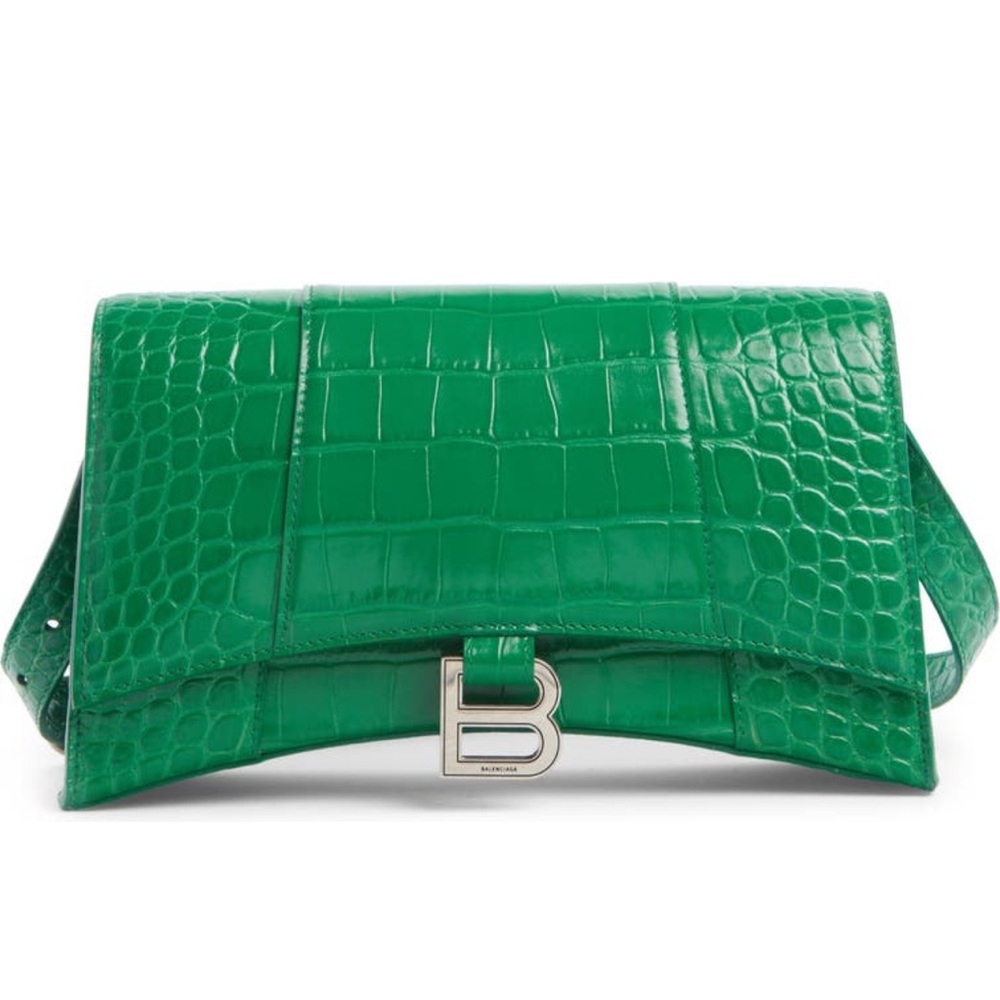 Balenciaga Hourglass Baguette Leather Shoulder Bag